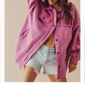 Free People Ruby Jacket Orchid Pink Oversized Fleece Shacket Small